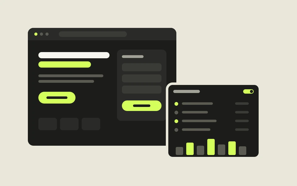 Reference illustration: landing page with lead form and admin module